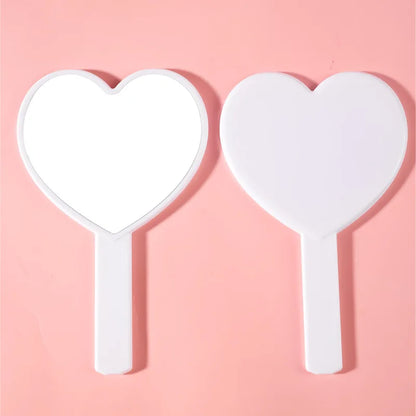 Zonyin Customized Plastic Mini Handheld Mirror Heart Shape Portable Cute Cosmetic Mirror for Bride Wedding Gifts