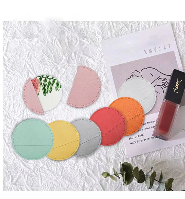 Zonyin Round Compact Stainless Steel Makeup Mirror Customized Logo Mini PU Leather Hand Pocket Cosmetic Mirror for Promotional