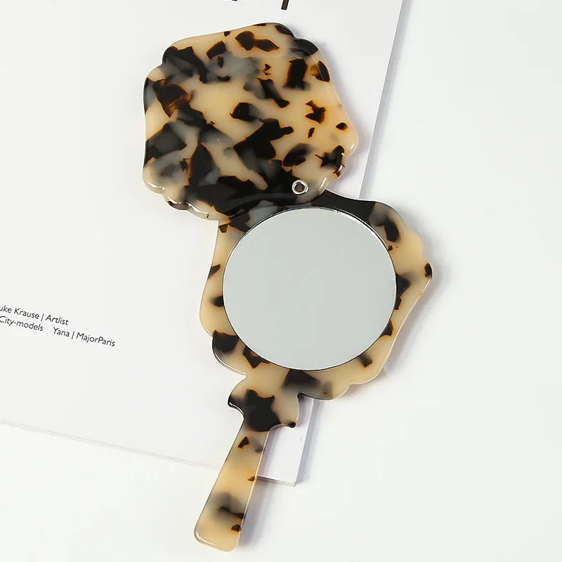 Zonyin Wholesale Handheld Round Mirror Portable Compact Small Cosmetic Mirror Custom Logo Acetate Beauty Salon Makeup Mirror