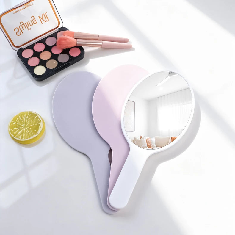 Zonyin New Plastic HandHeld Mirror Custom Logo Oval Shaped Makeup Mirror Large Size Travel Cosmetic Mirror for Promotion