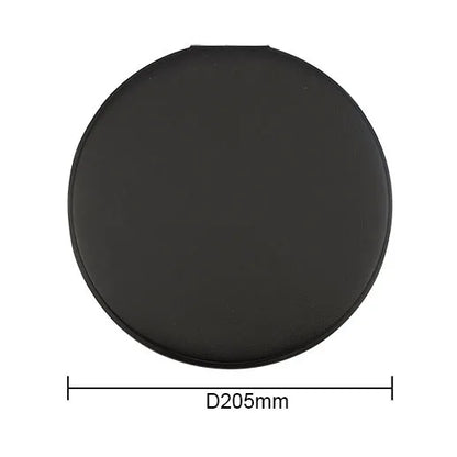 Zonyin Extra Large Round Black Pu Leather Desktop Standing Mirror Customized Your Logo Folding Super Big Makeup Vanity Mirror