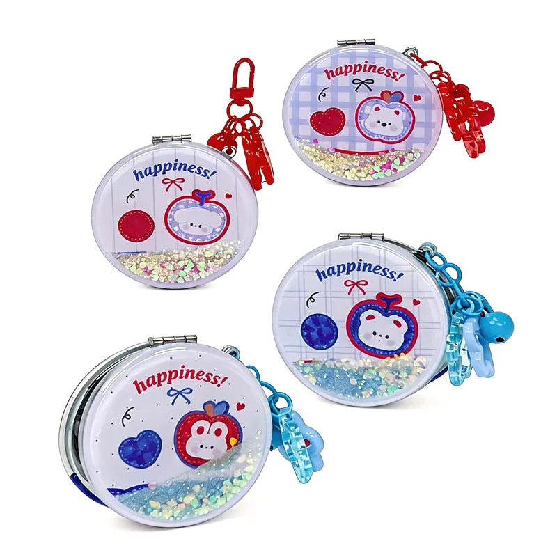 Zonyin Cute Rabbit Double Side Folding Makeup Mirror Cartoon Creative Keychain Pendant Portable Compact Mirror