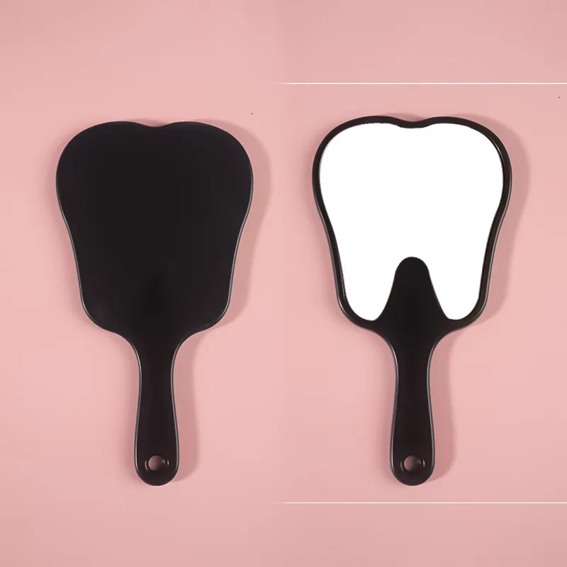 Zonyin Custom Logo Small Plastic Cute Tooth Shape Handheld Mirror Portable Compact Small Vintage Pocket Mirror for Gift