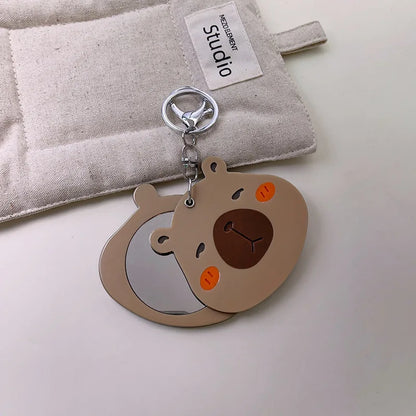 Zonyin Promotion Capybara Makeup Mirror and Comb Cute Acetate Portable Handheld Small Cosmetic Mirror With Car Keychain Pendant