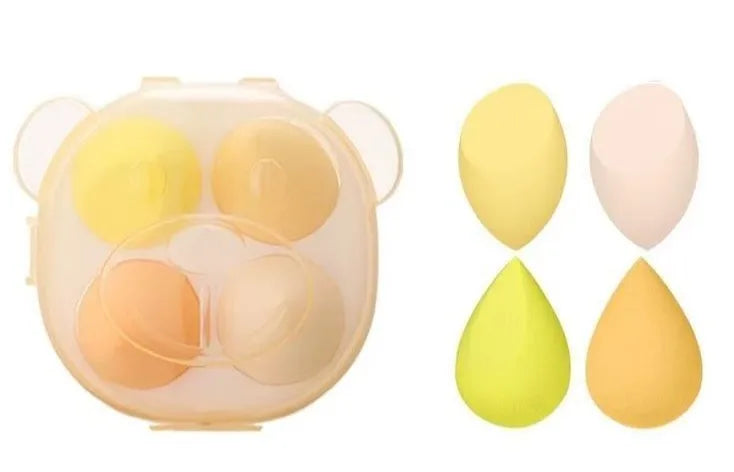 4pcs Portable Travel Size Colorful Bear Box Makeup Blender Sets Beauty Egg Puff Latex Free Powder Foundation Makeup Sponge