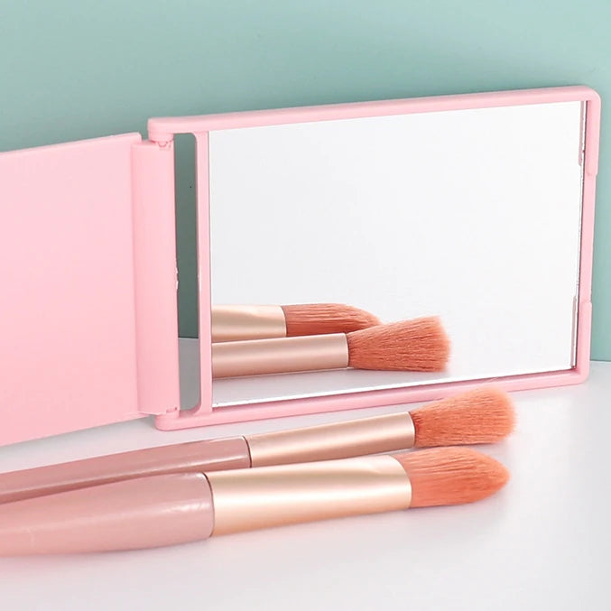 Zonyin High Quality Black Rectangle Folding Compact Travel Makeup Mirror Customizable Plastic Foldable Desktop Mirror for Women
