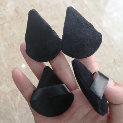 Zonyin Wholesale 3pcs Black Velvet Triangle Powder Puff Custom Logo Soft Mini Large Face Powder Puff for Make up