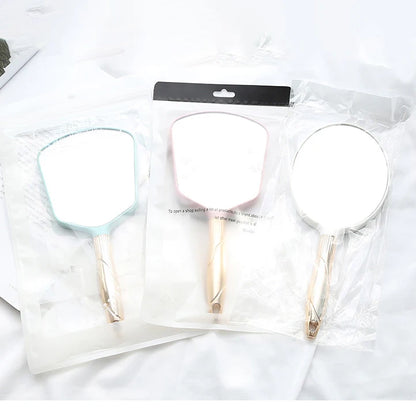 Zonyin Wholesale Custom Vintage Plastic Square Oval Hand Held Makeup Mirror European Retro Handheld Portable Cosmetic Mirror