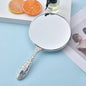 Zonyin Wholesale Luxury Handheld Vintage Round Mirror Custom Logo Plastic Silver Plating Makeup Mirror with Handle for Wedding