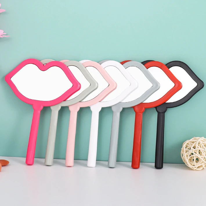 Zonyin Handheld Cosmetic Mirror Cheap Wholesale Small Lip Shaped ABS Plastic Portable Pocket Travel Makeup Mirror Personalized