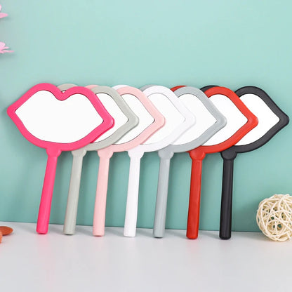 Zonyin Handheld Cosmetic Mirror Cheap Wholesale Small Lip Shaped ABS Plastic Portable Pocket Travel Makeup Mirror Personalized