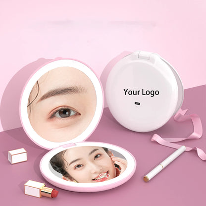 Zonyin Round Magnifying Led Portable Touch Screen Makeup Mirror Vanity Mirror With Light Compact Pocket Travel Mirror With Logo
