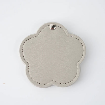 Zonyin New Arrival Flower Design White Pu Leather Makeup Mirror Customized Logo Portable Travel Pu Pocket Mirror for Women Girls