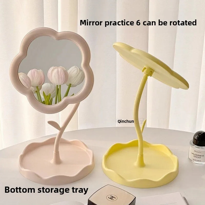Zonyin Sunflower Shape Desktop Makeup Mirror Portable Cute Flower Table Cosmetic Mirror for Girls Room Decor Wholesale