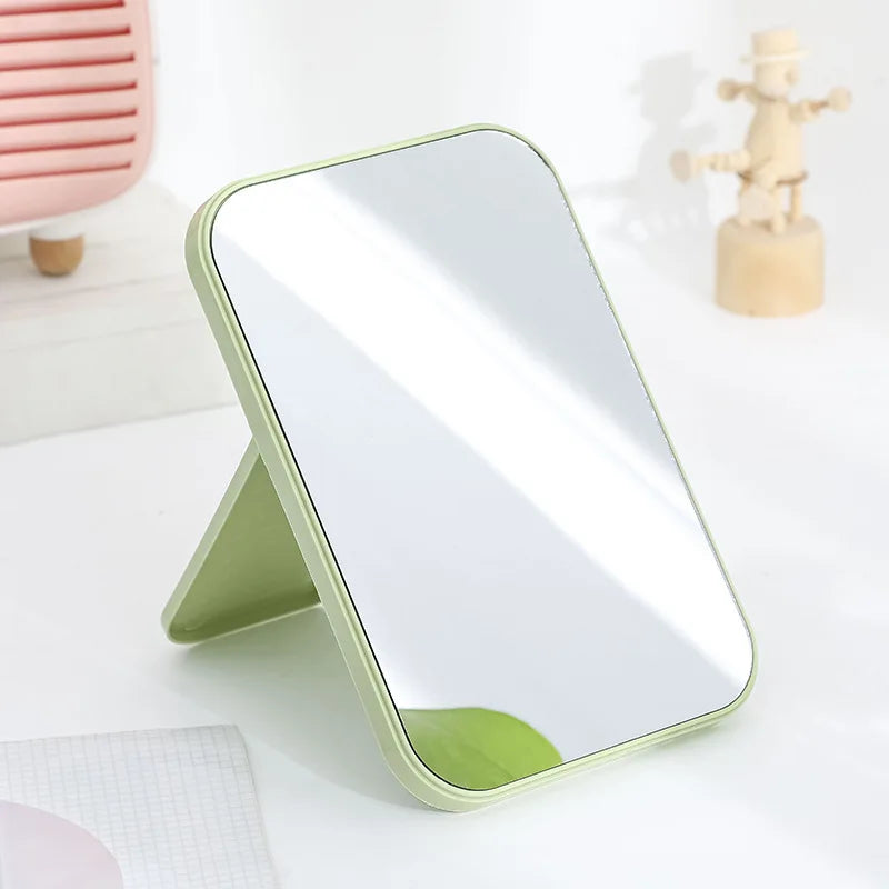 Zonyin Abs Plastic Desktop Rotatable Foldable Cosmetic Mirror Square HD Glass Princess Tabletop Makeup Mirror With Hanging Hole