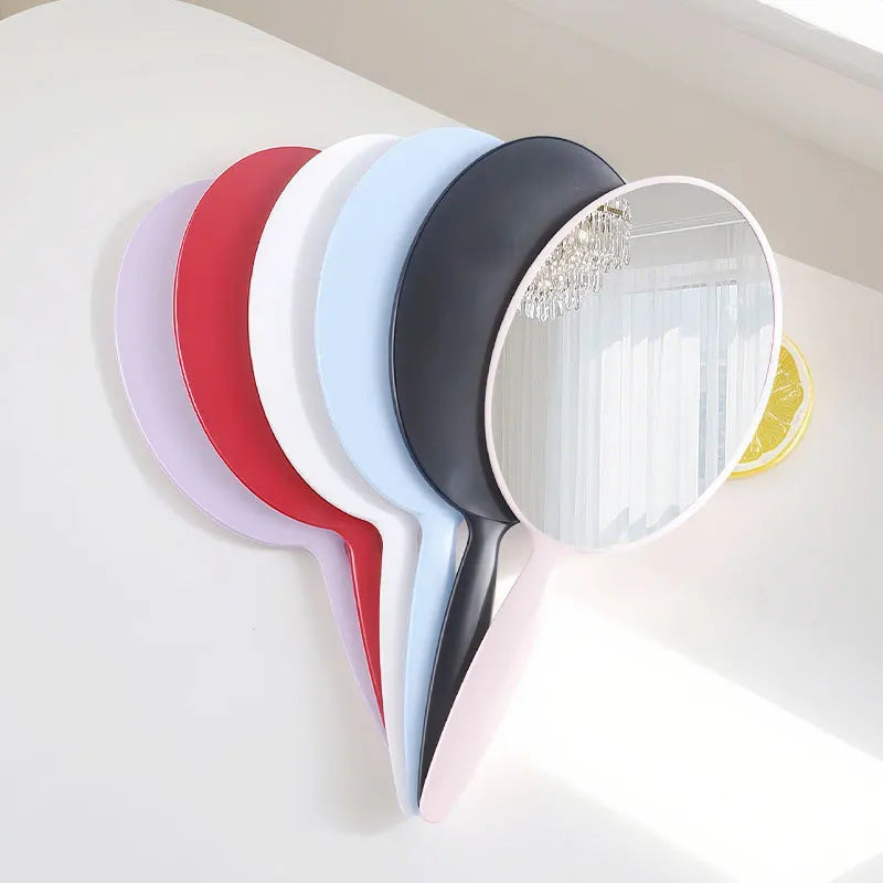 Zonyin Custom Logo Plastic Oval Handle Makeup Mirror Abs Material Cosmetic Hand Mirror Portable Hand Held Mirrors for Travel