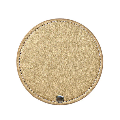 Zonyin Wholesale White Round Pocket Mirror Pu Leather Glass Small Travel Cosmetic Mirror for Women Girls