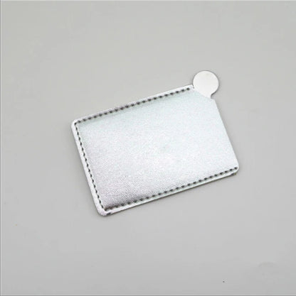 Zonyin Portable HD Single Personalized Stainless Steel Small Metal Makeup Mirror Customized Logo Gold Pu Leather Compact