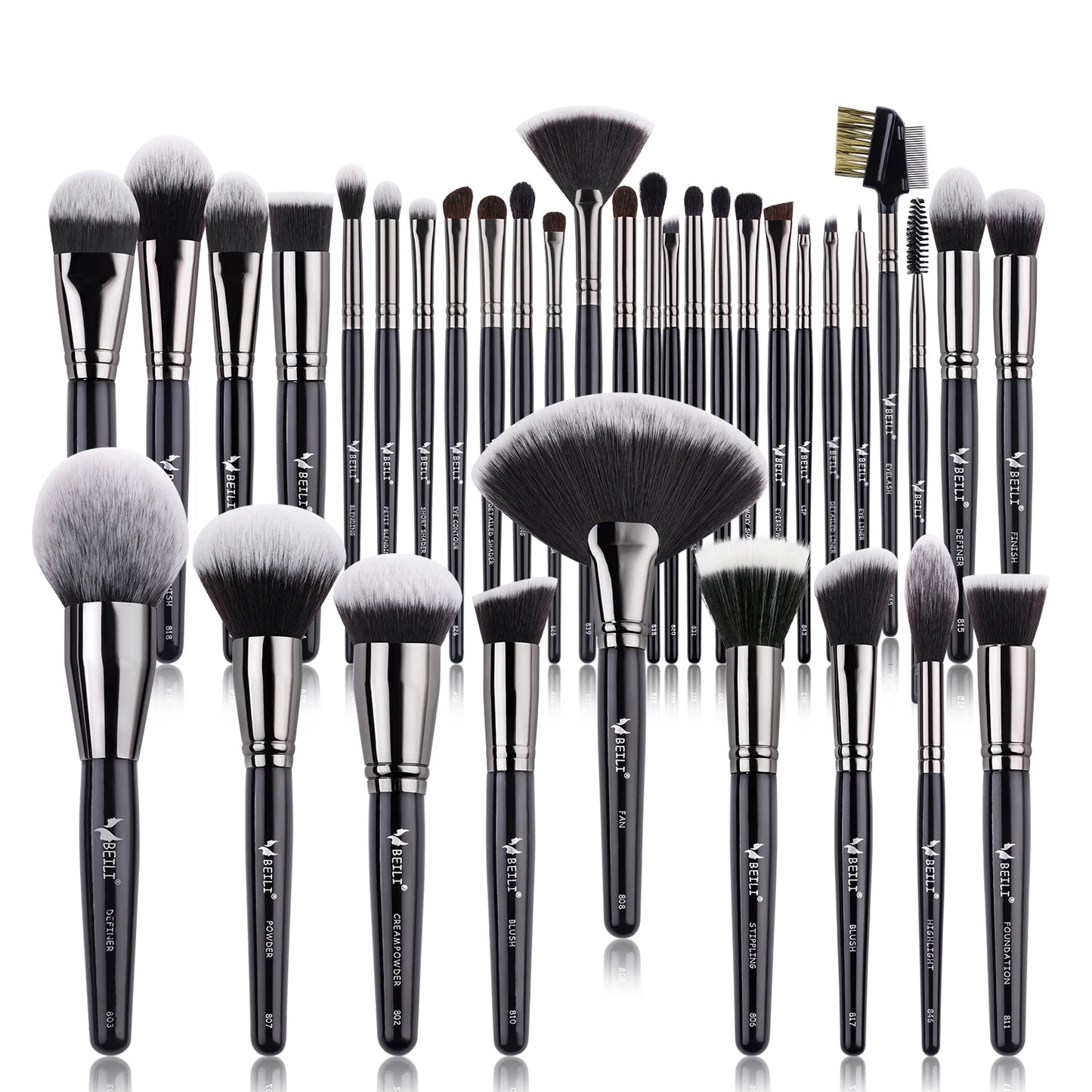 Wholesale 40 PCS Professional Makeup Brush Set Foundation Eye Shadow Concealer Powder Blusher Glossy Black Color Fan Brush Face