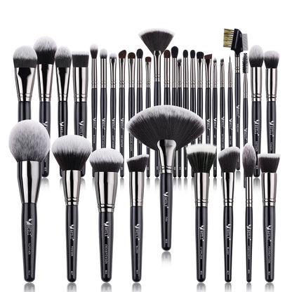 Wholesale 40 PCS Professional Makeup Brush Set Foundation Eye Shadow Concealer Powder Blusher Glossy Black Color Fan Brush Face