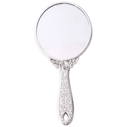 Zonyin Wholesale Plastic Handheld Makeup Mirror Oval Retro Travel Cosmetic Mirror with Portable Hand Held Mirror for Women Girls
