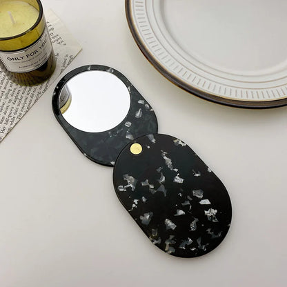 Zonyin Custom Logo Retro Acetate Cosmetic Mirror and Hair Comb Set Pocket Mirror Personalized Makeup Mirrors for Girls