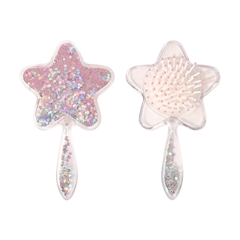 Zonyin Star-Shaped Glitter Quicksand Handheld Makeup Mirror Cute Novelty Gift Hand Mirror Portable Shiny Pocket Mirror