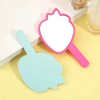 Zonyin New Arrival Strawberry Shape Customized Portable Mini Handheld Plastic Cosmetic Makeup Mirror for Children Girls