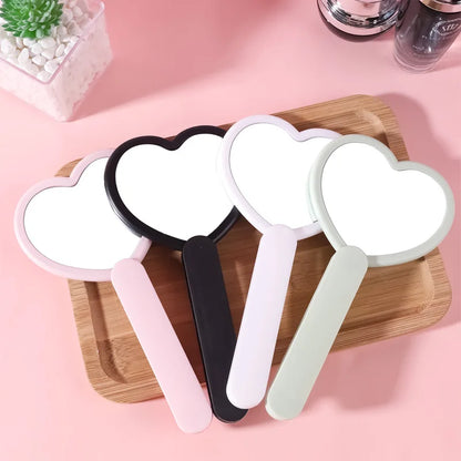 Zonyin Custom Logo Handheld Cosmetic Mirror Wholesale Portable Pink Heart Design Cute Small Girls Makeup Mirror