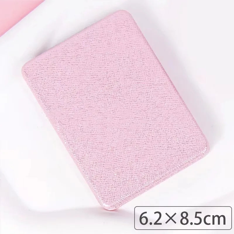 Zonyin Cute Portable Round PU Leather Folding Mirror Shiny Heart Shape 2X Double Sided Pu Pocket Makeup Mirror with Custom Logo