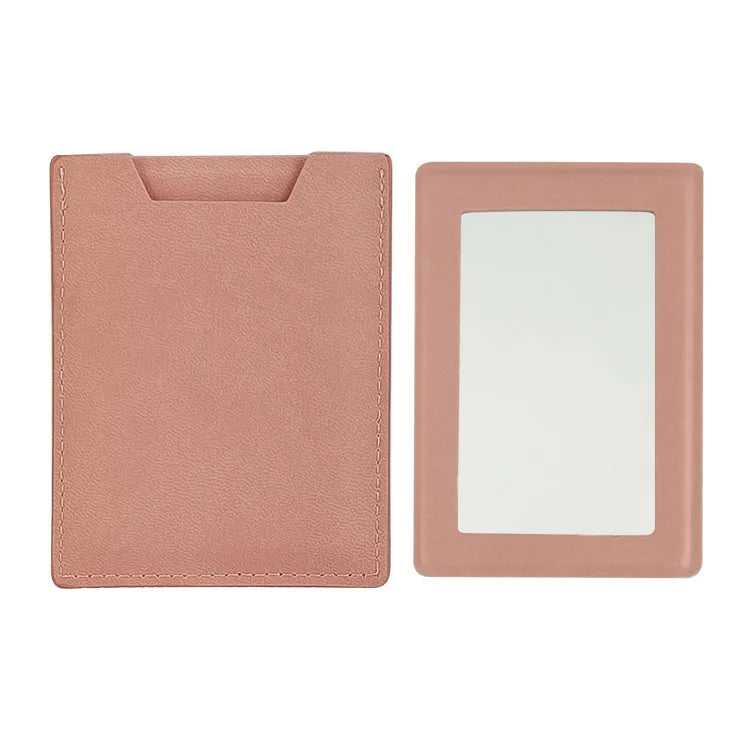 Zonyin High Quality Rectangle Pull-out Design Gray Pu Leather Makeup Mirror Low MOQ Embossed Logo Metal Mirror With Pu Case