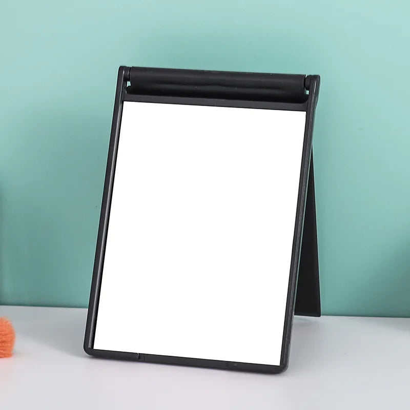 Zonyin High Quality Black Rectangle Folding Compact Travel Makeup Mirror Customizable Plastic Foldable Desktop Mirror for Women