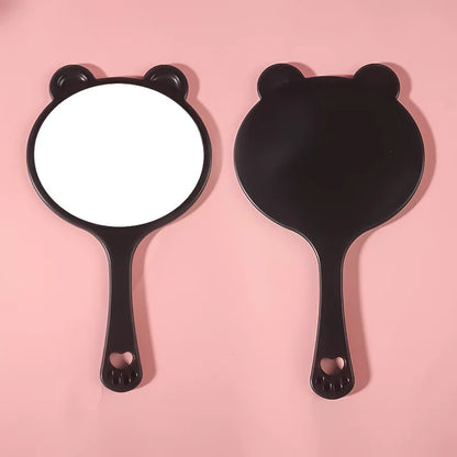 Zonyin Wholesale Cute Bear Shape Portable Handheld Makeup Mirror Salon Lash Mirror pink Hand Held Cosmetic Mirror for Girls