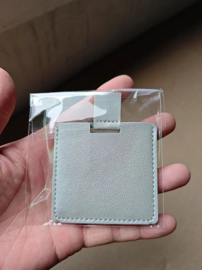 Zonyin Promotion Gift Cheap Square Shaped Pu Leather Small Mirror No Break Stainless Steel Metal Pocket Mirror with Custom Logo