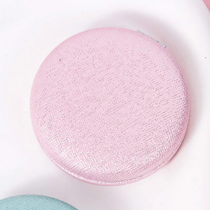 Zonyin Custom Logo Foldable Double-sided Pocket Mirror 1X/2X Portable Mini Pu Glitter Macarons Round Makeup Mirror with Keychain