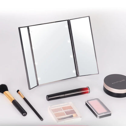 Zonyin Wholesale Portable LED Desktop Makeup Mirror Fold LED Mirror Switch Small Desktop Cosmetic Mirror With Customized Logo