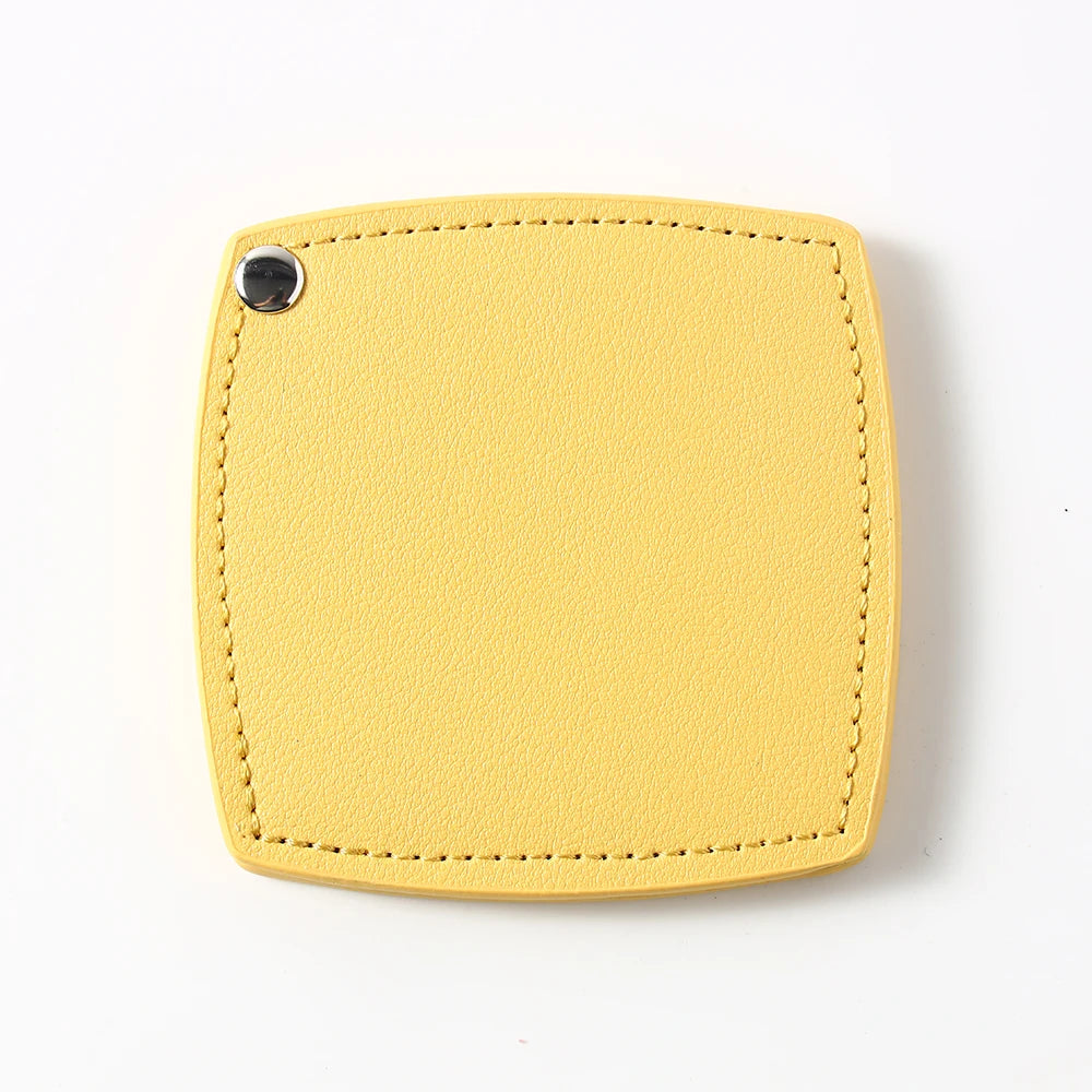 Zonyin Customized Logo Portable Square-Shape Vanity Makeup Mirror Travel Folding Pu Leather Pocket Compact Mirror for Girls Gift
