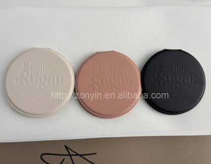 Zonyin Extra Large Round Black Pu Leather Desktop Standing Mirror Customized Your Logo Folding Super Big Makeup Vanity Mirror