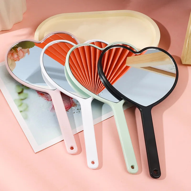 Zonyin Large Portable Travel Makeup Mirror Custom Logo Heart Shaped Hand Held Cosmetic Mirror Plastic Pocket Mirror for Girls