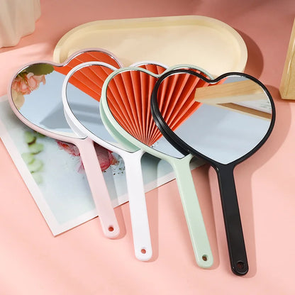 Zonyin Large Portable Travel Makeup Mirror Custom Logo Heart Shaped Hand Held Cosmetic Mirror Plastic Pocket Mirror for Girls