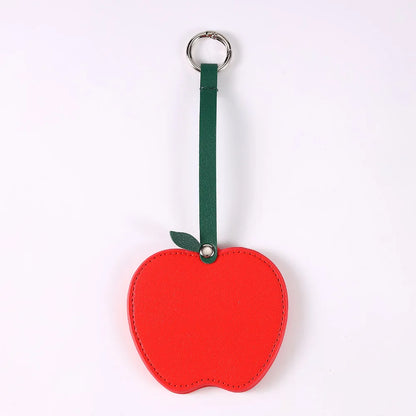 Zonyin Christmas Apple Design Baby Pink Pocket Makeup Mirror Customized Private Logo Small Mirror with Hanging Rope and Key Ring