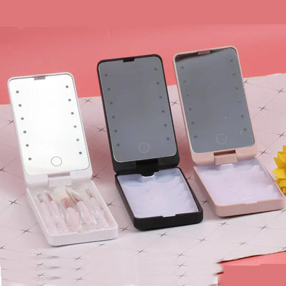 Zonyin Wholesale New Design Plastic LED Portable Pocket Makeup Mirror Custom Logo Cosmetic Brush Set With Popular Discount