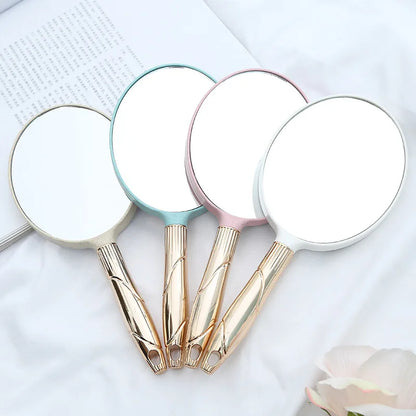 Zonyin Wholesale Custom Vintage Plastic Square Oval Hand Held Makeup Mirror European Retro Handheld Portable Cosmetic Mirror