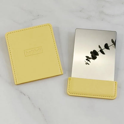 Zonyin Custom Personalized Logo High Quality White Rectangle Pu Leather Pocket Mirror Small Travel Makeup Mirror with Pu Bag
