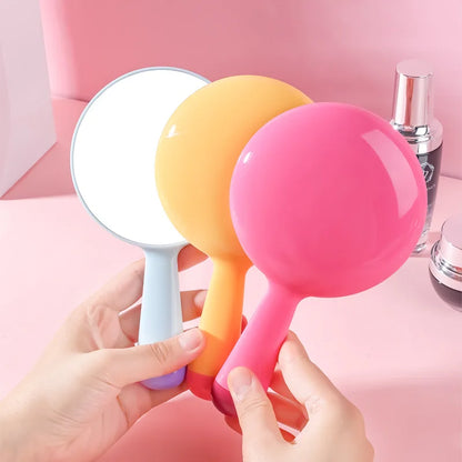 Zonyin Macaroon Color Portable Cosmetic Mirror with Cute Handle Plastic Hand-held Travel Mirror Customized Logo