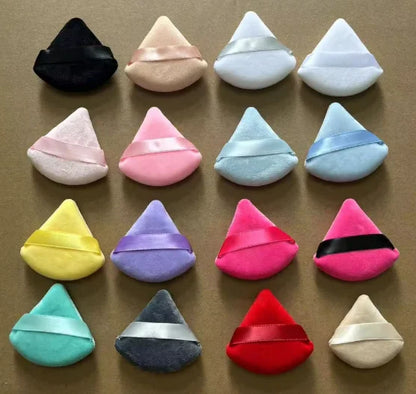 Zonyin Multi-Colored Black White Pink Velvet Triangle Poder Puff Makeup Tools Super Soft Velour Cosmetic Puff With Custom Logo