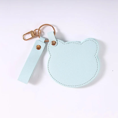 Zonyin NEW Product Cute Brown Bear Shaped Glass Pocket Mirror Pu Leather Travel Makeup Cosmetic Mirrors for Promotion Gifts