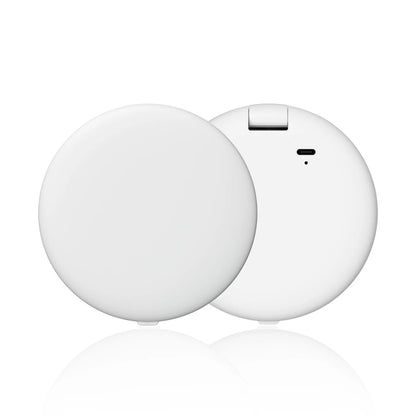 Zonyin Portable Round Smart Magnifying Pocket Cosmetic Mirror With LED Light and UV Sunscreen Detection for Girl Women Travel
