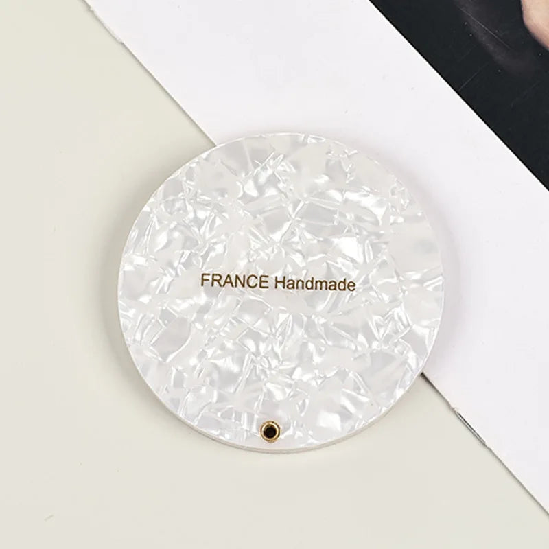 Zonyin Vintage Round Acetate Makeup Mirror Foldable Handheld Mirror Compact Small Circular Pocket Cosmetic Mirror for Purse