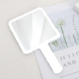 Zonyin Custom logo Big Size Handheld Cosmetic Mirror Travel Portable Handle Hand Beauty Vanity Makeup Mirror for Women Gifts